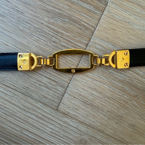 Vintage Red Leather Belt Gold Hardware Made in Spain Size 75/30 *I16 - Picture 10 of 13